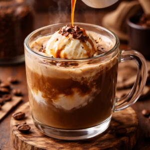 Affogato with espresso and vanilla ice cream